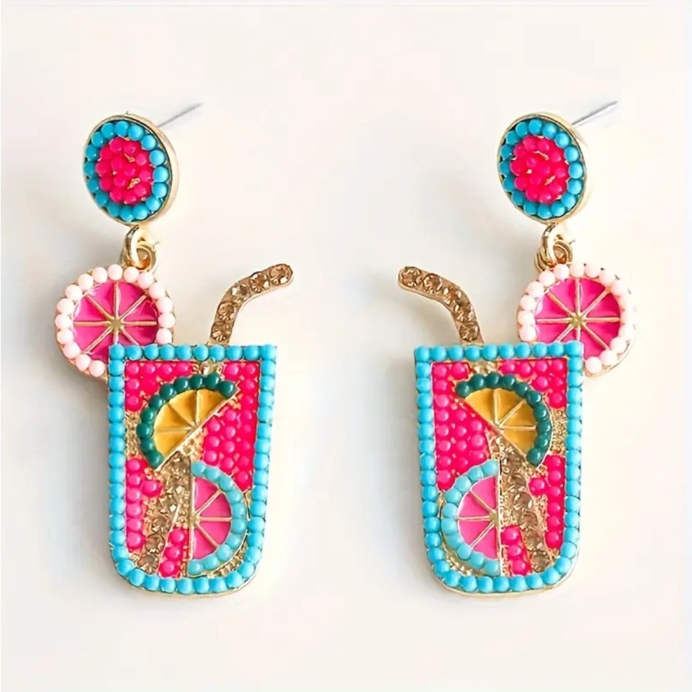 Colorful Beaded Cocktail Earrings